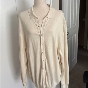 Paul Fredrick Cream Cashmere blend button front sweater